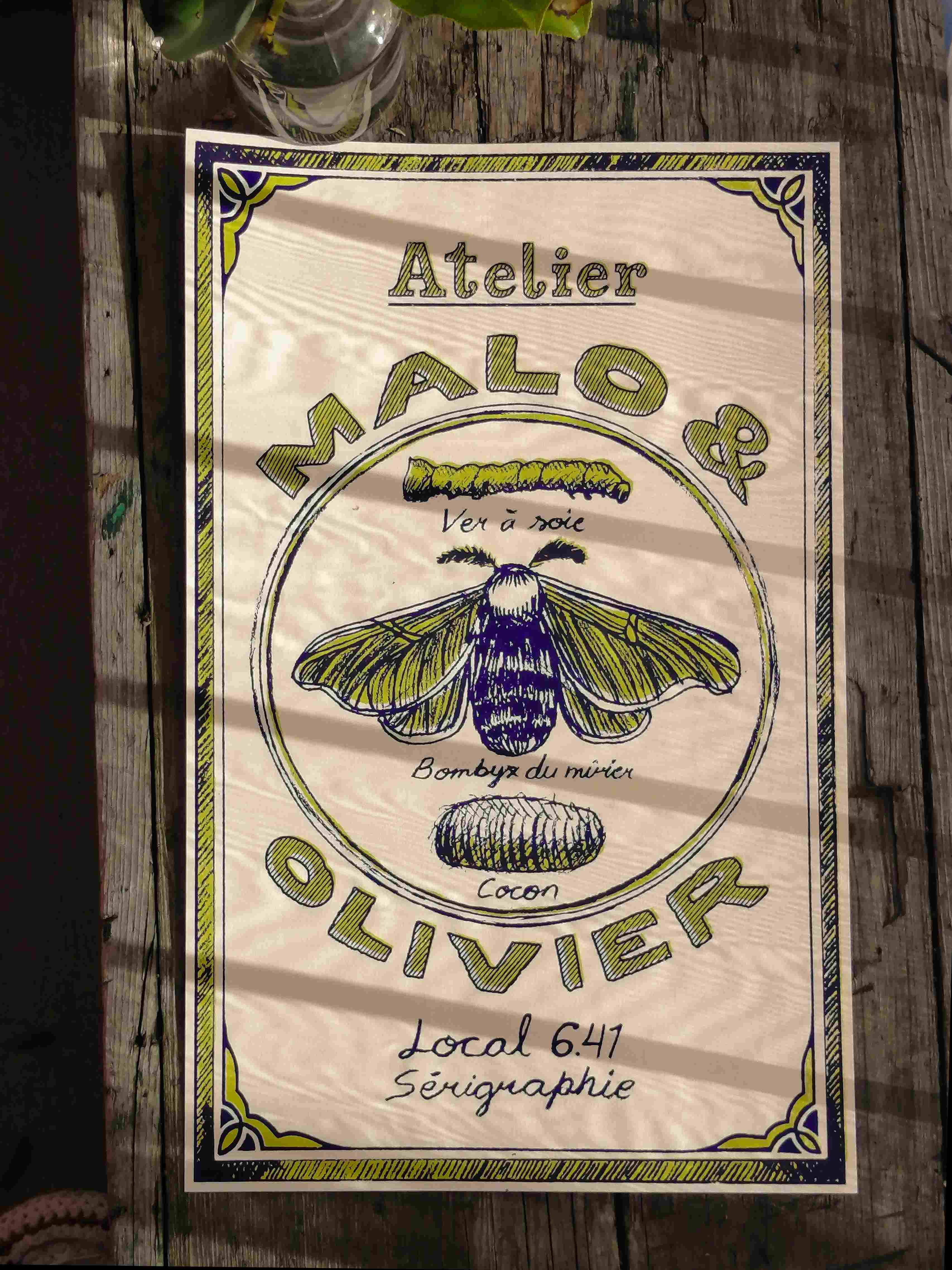 Affiche sérigraphiée de l'Atelier Malo & Olivier